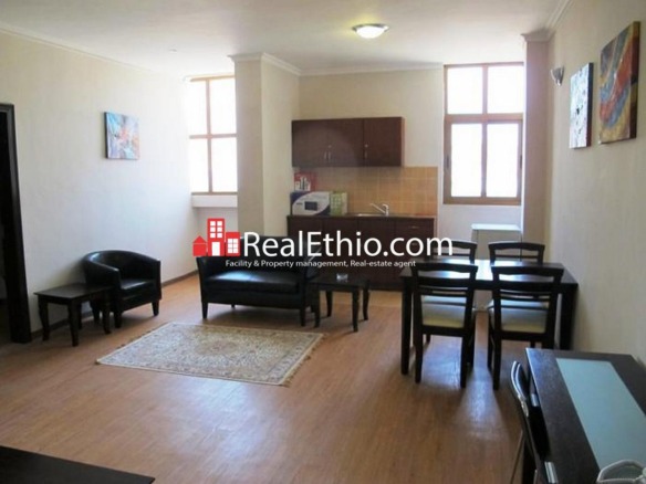 Sarbet, Two bedrooms fully furnished modern apartment for rent, Addis Ababa, Ethiopia.