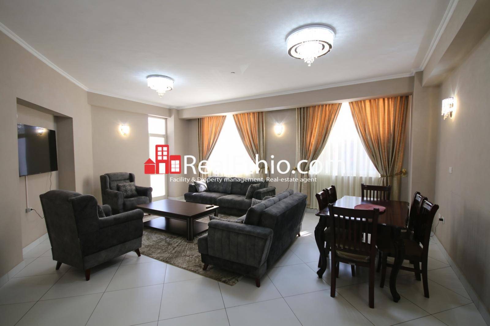 Bole Atlas, 3 Bedrooms furnished apartment for rent, Addis Ababa.
