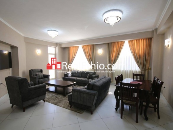 Bole Atlas, three bedrooms furnished apartment for rent, Addis Ababa.