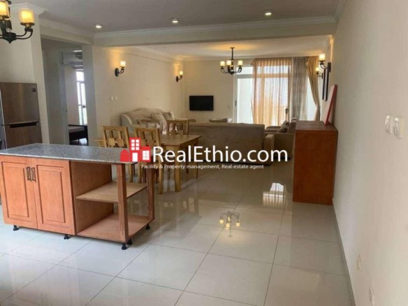 Megenagna top view, 3 bedrooms furnished apartment for rent, Addis Ababa, Ethiopia.