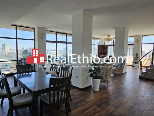 Bole Olompia, 5 bedrooms furnished duplex penthouse apartment for rent, Addis Ababa.