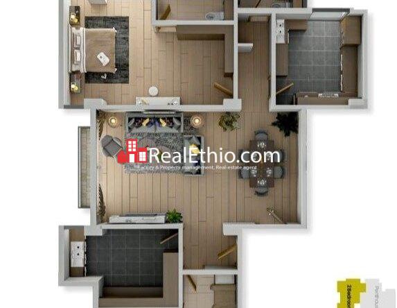 Two bedrooms Apartment for Sale, Bole Medhanialem, Addis Ababa, Ethiopia.