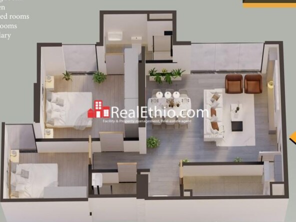 2BR Apartment for Sale, Bole Atlas, Addis Ababa, Ethiopia.