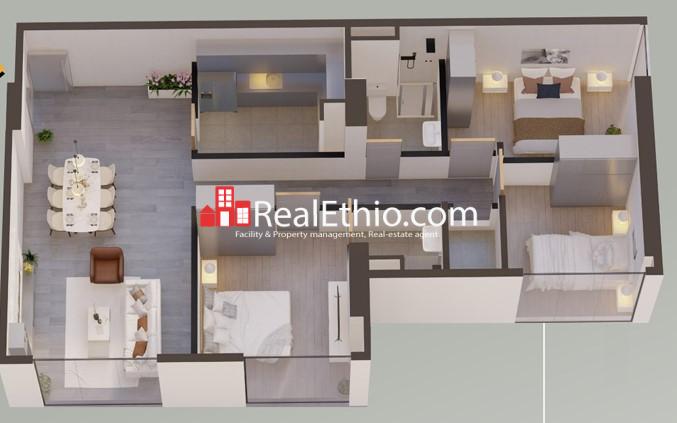 3BR Apartment for Sale, Bole Atlas, Addis Ababa, Ethiopia.