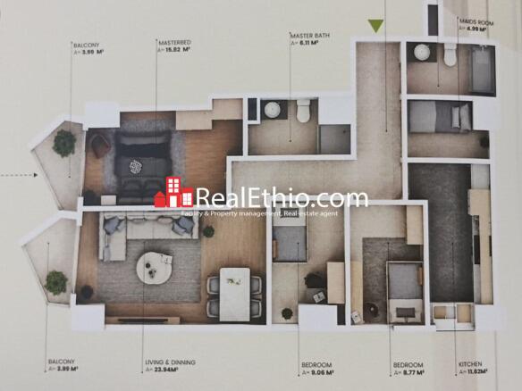 3BR Apartment for Sale, Sarbet, Addis Ababa, Ethiopia.